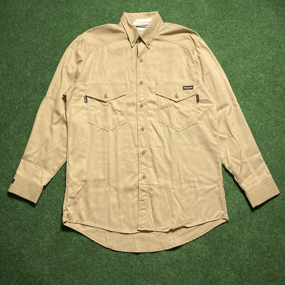 Men’s Workrite Flame Resistant Westex Ultra Soft Button-Down Shirt Tan 42R